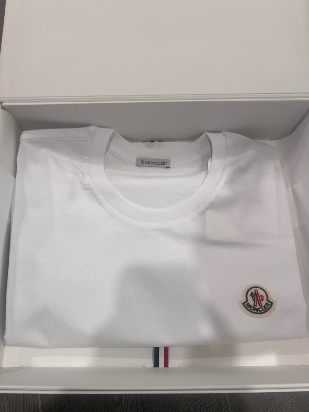 Moncler White Short Sleeve Logo Patch Tee